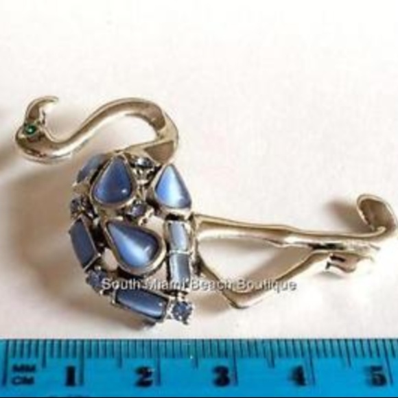 Silver Flamingo Pin Brooch Blue Cats Eye Island - Picture 7 of 8